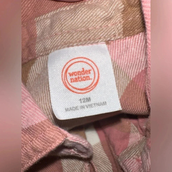 Wonder Nation Toddler Girls Flannel Dress and Pink cargo jacket 12m - Picture 2 of 6
